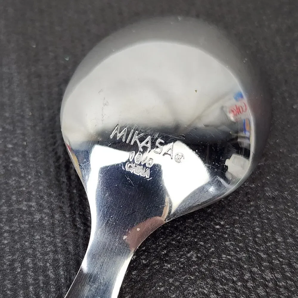 3 MIKASA 18/0 Tortoise Handle Flatware Brown Acrylic Handle Teaspoons 6.5